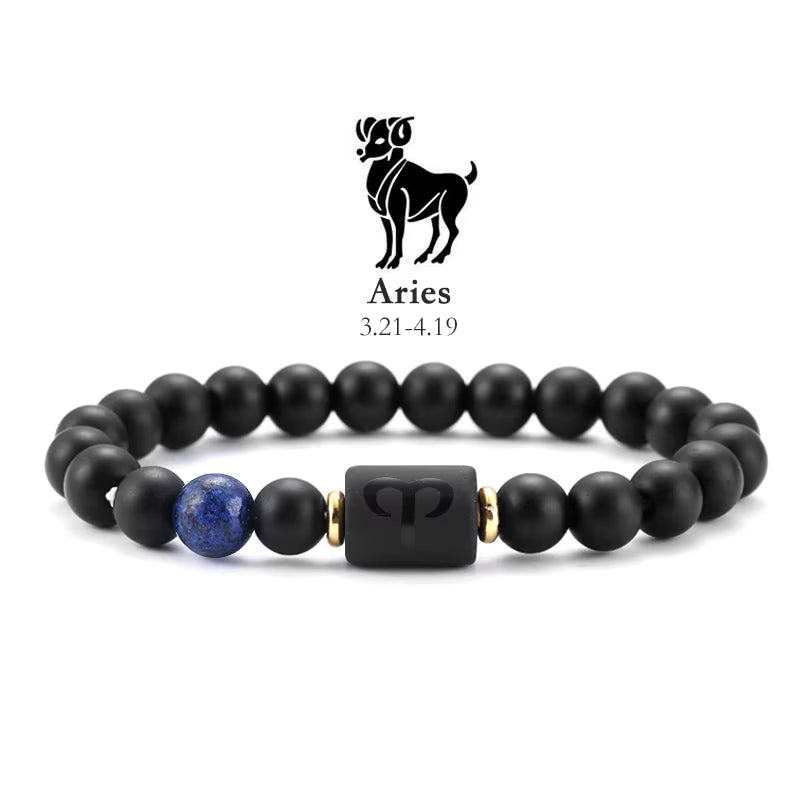 12 Zodiac Bracelets Natural Stone Cancer Virgo Leo Libra Bracelet Couples Friendship Gifts Bracelets Jewelry Pulsera Hombre